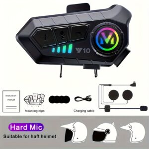 Interphone Casque Moto Y10 (Contrôle Vocal, 1000mAh)